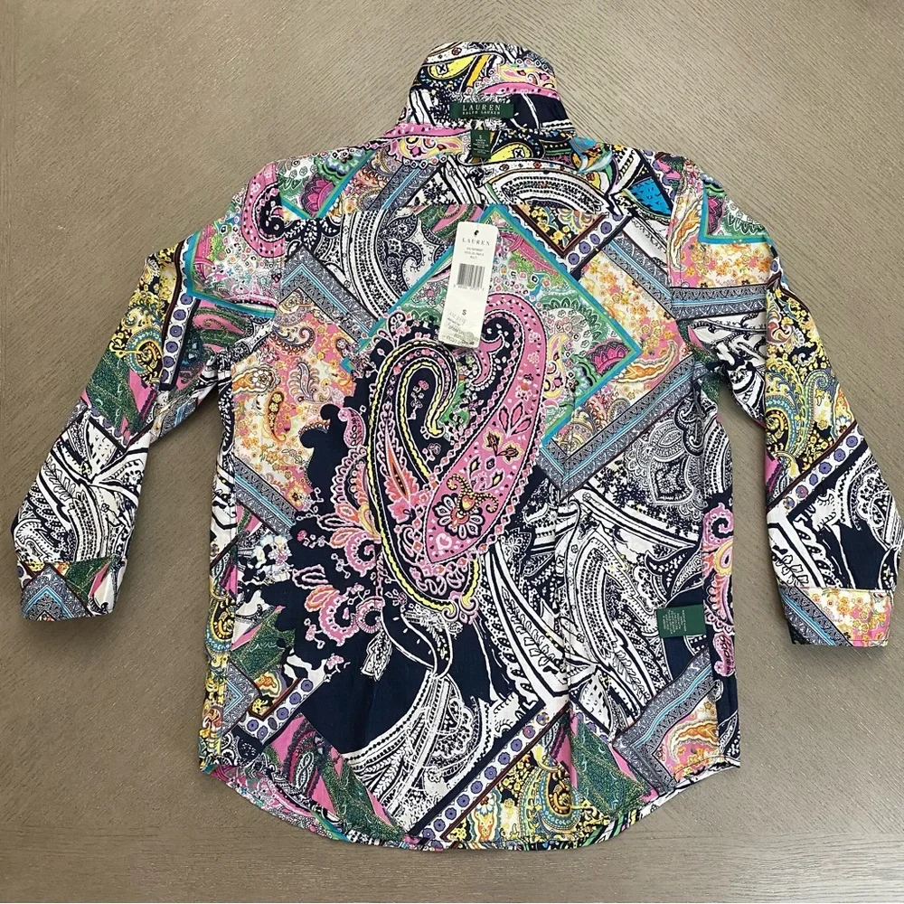 NWT Lauren Ralph Lauren Multi Color Fash 3 Paisley Pattern Button Down Shirt Sm - Picture 8 of 15